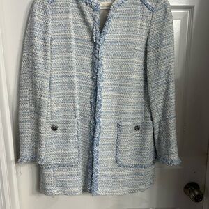 Zara Sky Blue Textured Blazer